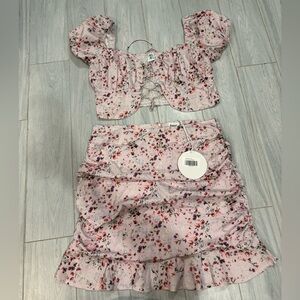 Princess Polly Pink Floral Two-Piece Skirt Set